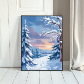 Winter Wonderland | Mountain Snow Nature Painting Poster