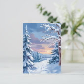 Winter Wonderland | Mountain Snow Nature Painting Postkarte (Stehend Vorderseite)