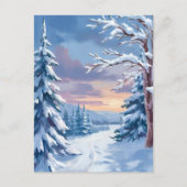 Winter Wonderland | Mountain Snow Nature Painting Postkarte (Vorderseite)