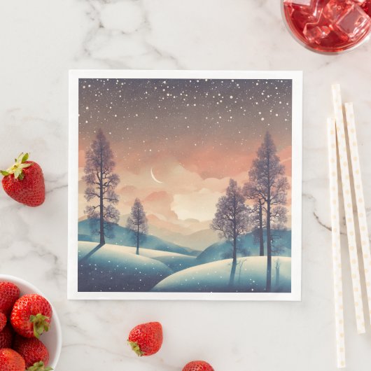 Winter Wonderland Napkins with Abstract Landscape Serviette (Beispiel)