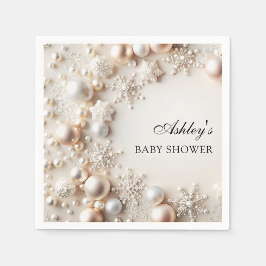 Winter Wonderland Neutral Baby Dusche Serviette (Vorderseite)