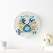Winter Wonderland Owl Große Wanduhr (Zuhause)