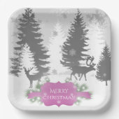 Winter Wonderland Paper Plate - Magenta Pappteller (Vorderseite)