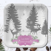 Winter Wonderland Paper Plate - Magenta Pappteller