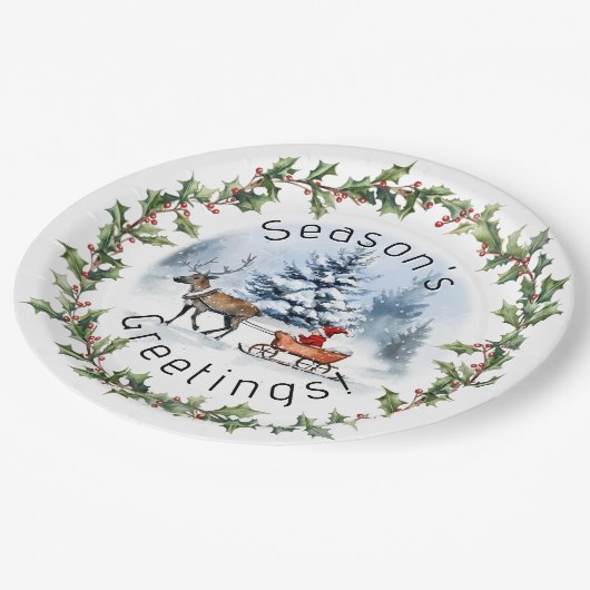 Winter Wonderland Pappteller (Schrägansicht)