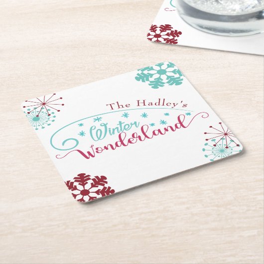Winter Wonderland Party Rechteckiger Pappuntersetzer (angewinkelt)