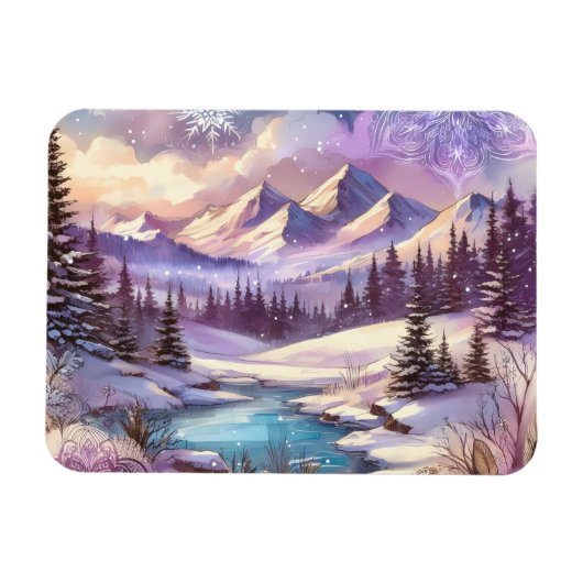 Winter Wonderland Patterns of Nature Mountain Lake Magnet (Horizontal)
