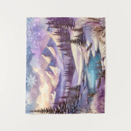 Winter Wonderland Patterns of Nature Mountain Lake Wandteppich