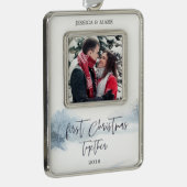 Winter Wonderland | Personalisiertes Foto Rahmen-Ornament Silber (Rechts)