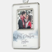 Winter Wonderland | Personalisiertes Foto Rahmen-Ornament Silber (Links)