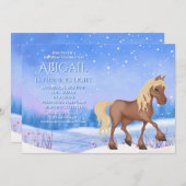 Winter Wonderland Pferd und Schnee zum Geburtstag Einladung (Vorne/Hinten)