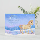 Winter Wonderland Pferd und Schnee zum Geburtstag Einladung (Stehend Vorderseite)