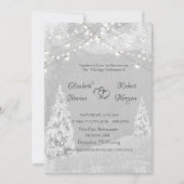 Winter Wonderland, Pine Tree Gray Wedding Einladung (Vorderseite)