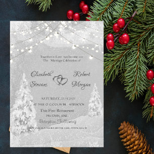 Winter Wonderland, Pine Tree Gray Wedding Einladung