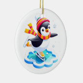 Winter Wonderland Pinguin Keramik Ornament (Rechts)