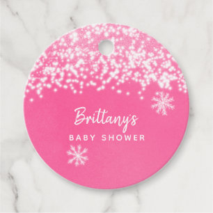 Winter Wonderland Pink Baby Dusche Geschenkanhänger