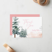 Winter Wonderland Pink Danke Karte (Vorderseite/Rückseite Beispiel)