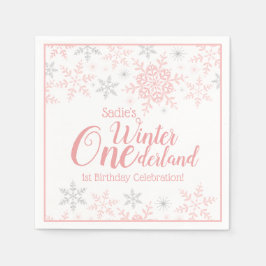 Winter Wonderland Pink Silver Glitzer 1. Geburtsta Serviette