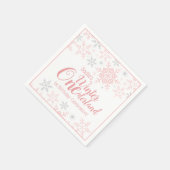 Winter Wonderland Pink Silver Glitzer 1. Geburtsta Serviette (Ecke)