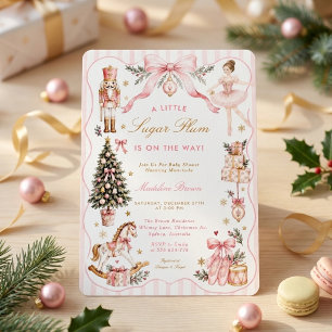 Winter Wonderland Pink Sugar Plum Babyparty Einladung