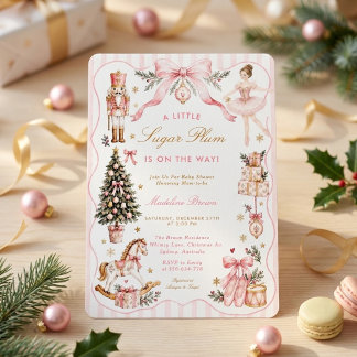 Winter Wonderland Pink Sugar Plum Babyparty Einladung