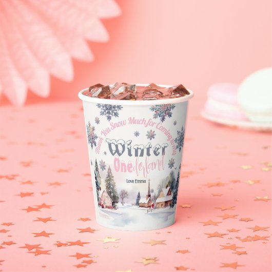 Winter Wonderland Pink Wasserfarbe Pappbecher (Insitu)