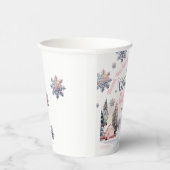 Winter Wonderland Pink Wasserfarbe Pappbecher (Rechts)