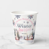 Winter Wonderland Pink Wasserfarbe Pappbecher (Vorderseite)