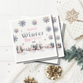 Winter Wonderland Pink Wasserfarbe Serviette