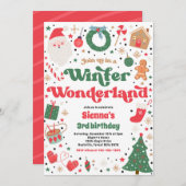 Winter Wonderland Pink Weihnachtsfeier Einladung (Vorne/Hinten)