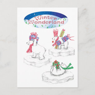 Winter Wonderland Polar Bears Postkarte