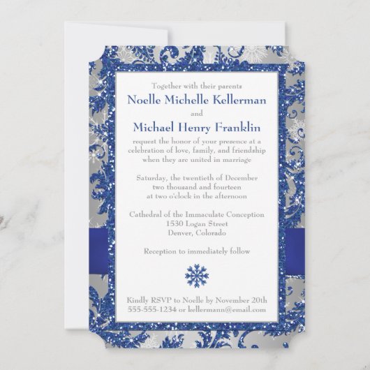 Winter Wonderland, PRINTED Buckle Invite - Blue #2 Einladung (Rückseite)