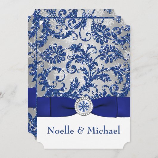 Winter Wonderland, PRINTED Buckle Invite - Blue #2 Einladung (Vorne/Hinten)