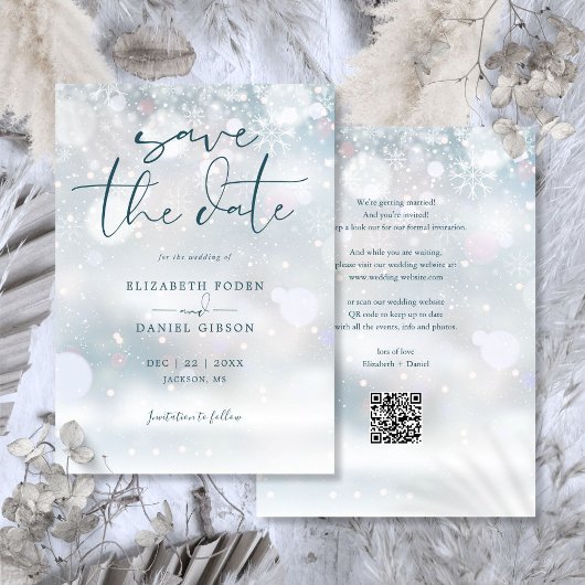 Winter Wonderland QR Code Snow Wedding Save The Date