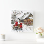 Winter Wonderland Quadratische Wanduhr (Zuhause)