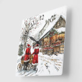 Winter Wonderland Quadratische Wanduhr (Winkel)