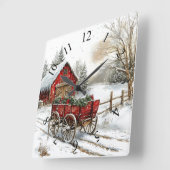 Winter Wonderland Quadratische Wanduhr (Winkel)