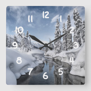 Winter Wonderland Quadratische Wanduhr