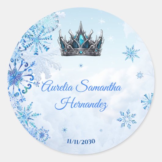 Winter Wonderland Quinceañera Calcamonia Runder Aufkleber (Vorderseite)