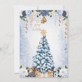 Winter Wonderland Quinceañera Lichtblauer Schnee Einladung (Rückseite)