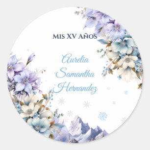 Winter Wonderland Quinceañera Runder Aufkleber