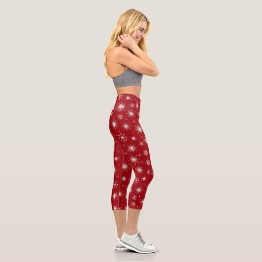 Winter Wonderland Red Leggings with Snowflakes (Rechts)