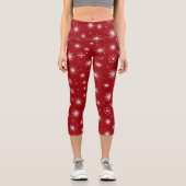 Winter Wonderland Red Leggings with Snowflakes (Vorderseite)