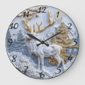 Winter Wonderland Rentier Charm Große Wanduhr (Vorderseite)