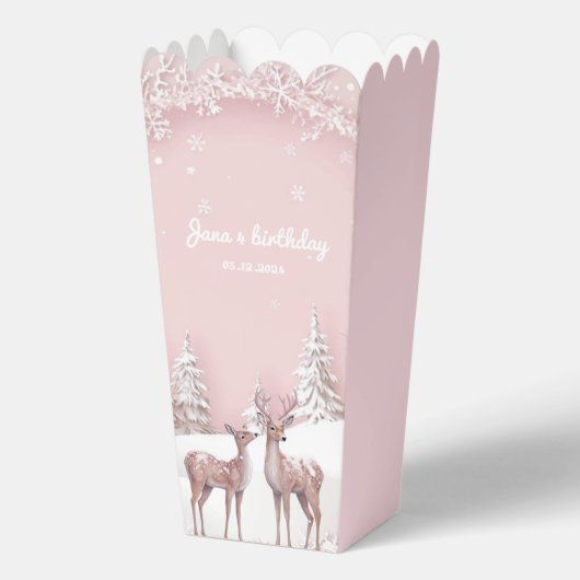 Winter Wonderland | Rosa und Hirsch Geschenkschachtel (Rückseite)