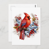 Winter Wonderland Roter Kardinal Postkarte (Vorne/Hinten)