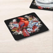 Winter Wonderland Roter Kardinal Rechteckiger Pappuntersetzer (angewinkelt)
