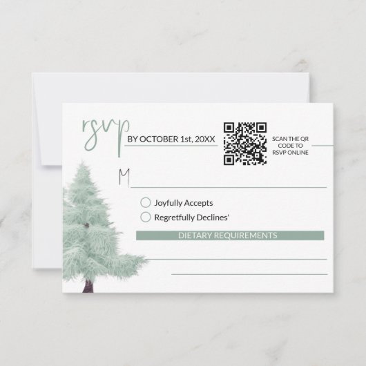 Winter Wonderland RSVP Karte mit QR Code (Vorderseite)