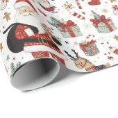 Winter Wonderland Santa & Friends Geschenkpapier (Rolleneckpunkt)