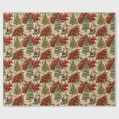 Winter Wonderland Santa und Weihnachtsbaumen Geschenkpapier (Flach)